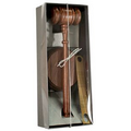 Director's 10" Walnut Gavel Set w/ Brass Band & Sounding Block